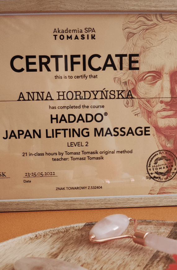 Hadado Japan Lifting - Anna Hordyńska Rzeszów certyfikat